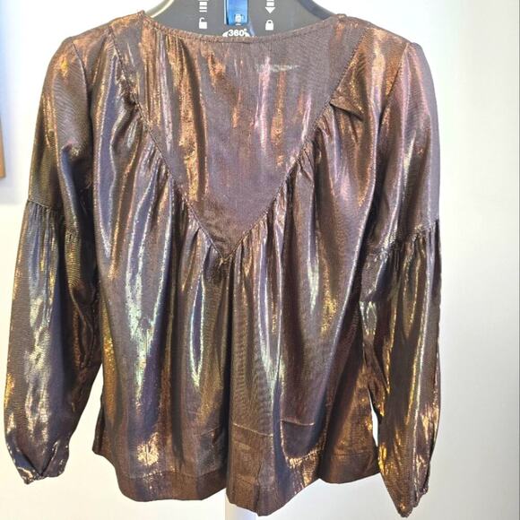 NWT Anthropologie Amadi Merry Metallic Lure Bronze Party Cocktail Blouse Size XS - Picture 6 of 15